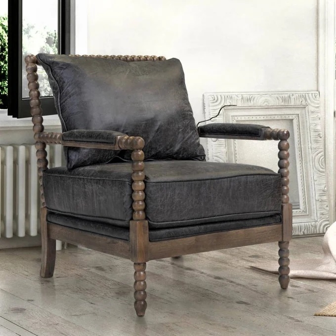 Tarragona Vynil/Wood Accent Arm Chair