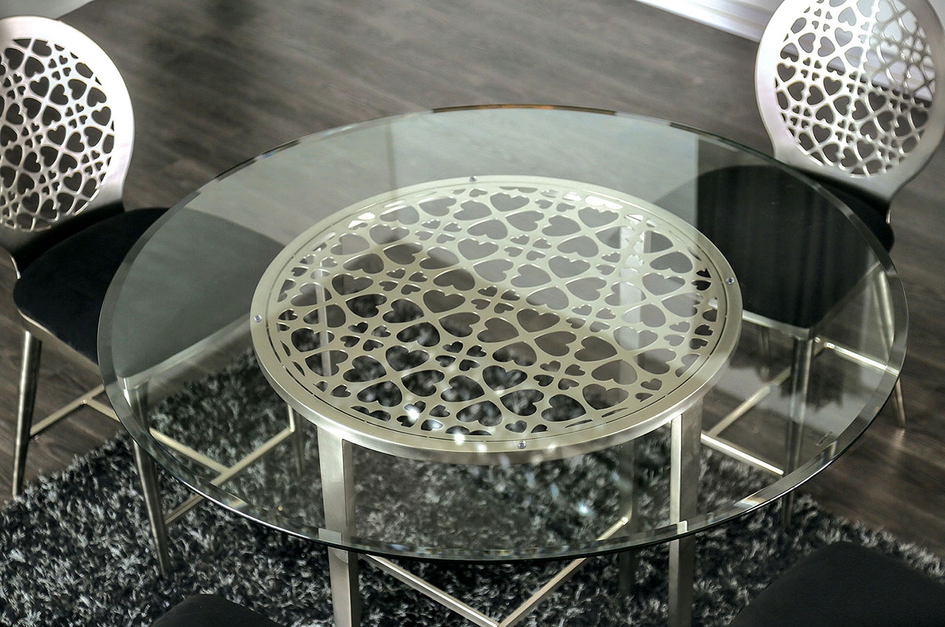 Abner Glass/Steel Round Counter Height Table