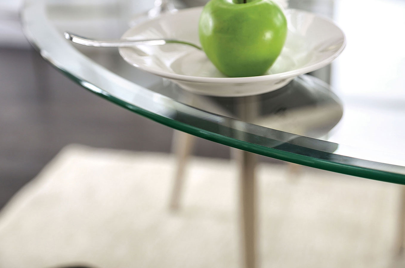 Abner Glass/Steel Round Dining Room Set
