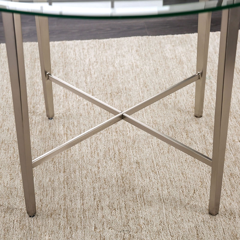 Abner Glass/Steel Round Dining Room Set