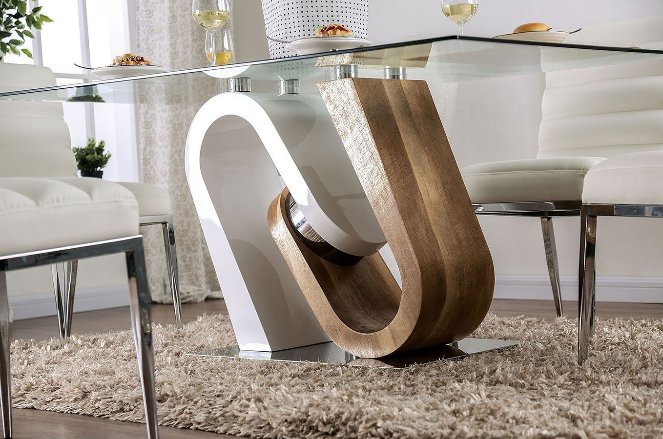 Cilegon Glass/Wood Dining Table