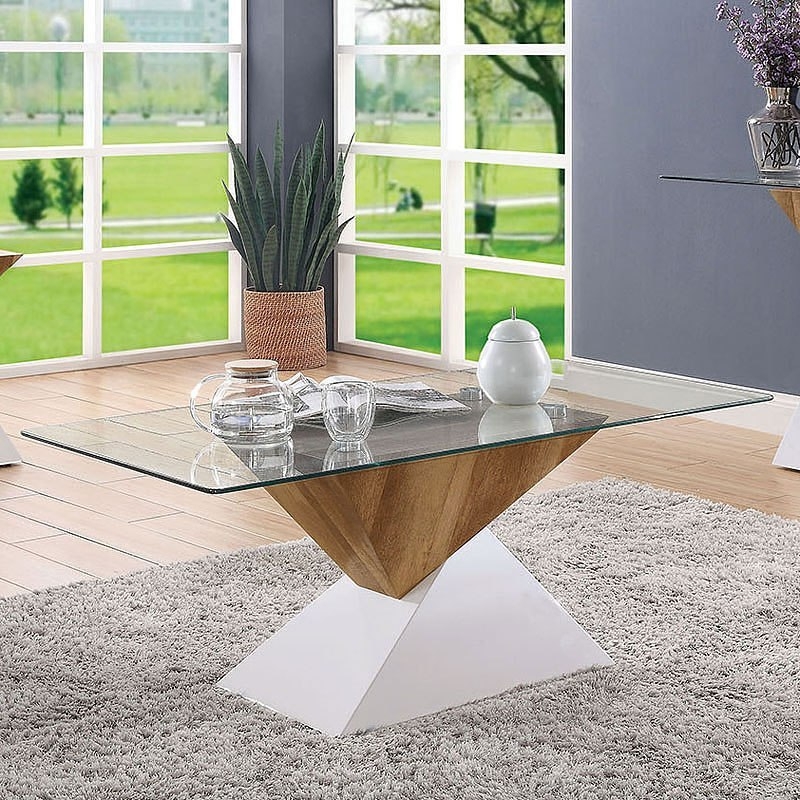 Bima Glass/Wood Coffee Table Set