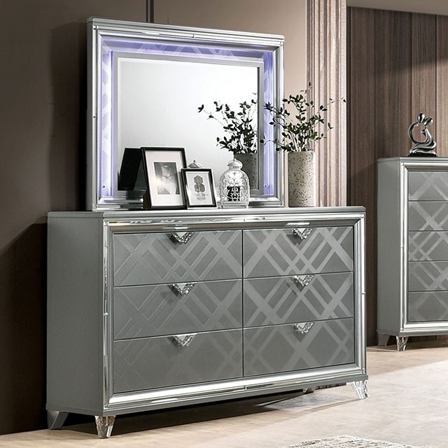 Emmeline Mirror/Wood Dresser w/6 Drawers