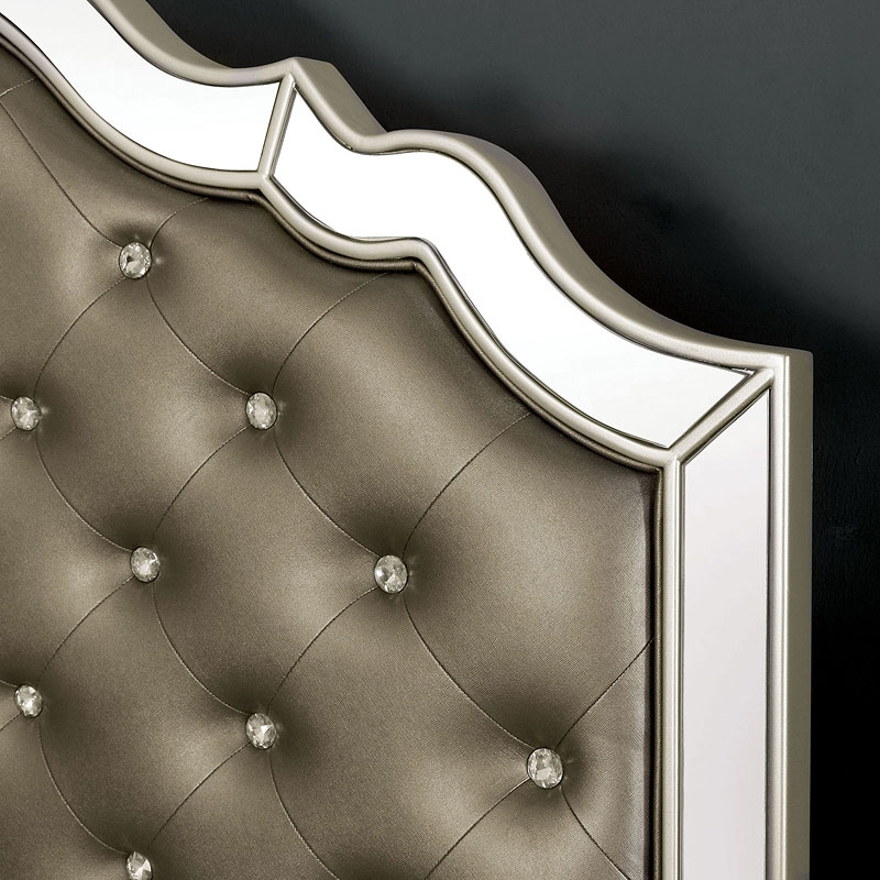 Eliora Leatherette Bed Wood Tufted Panel Design