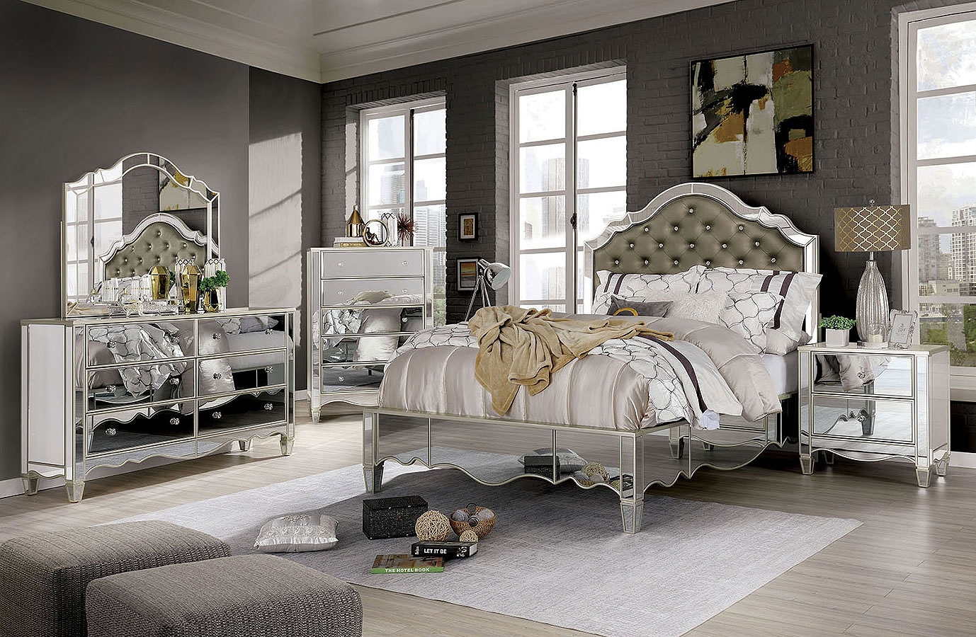 Furniture of America Eliora Leatherette Bedroom Set