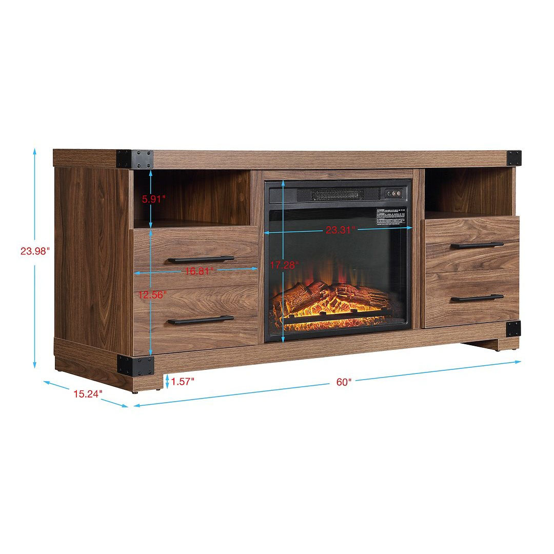 Richmond 60-inch Fireplace w/2 Drawers & 2 Shelves