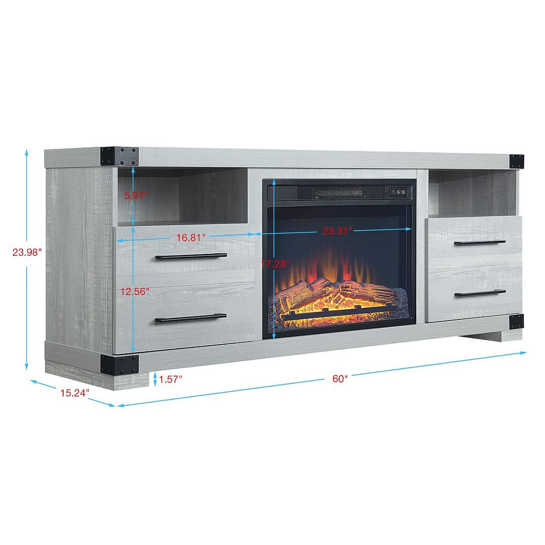 Richmond 60-inch Fireplace w/2 Drawers & 2 Shelves