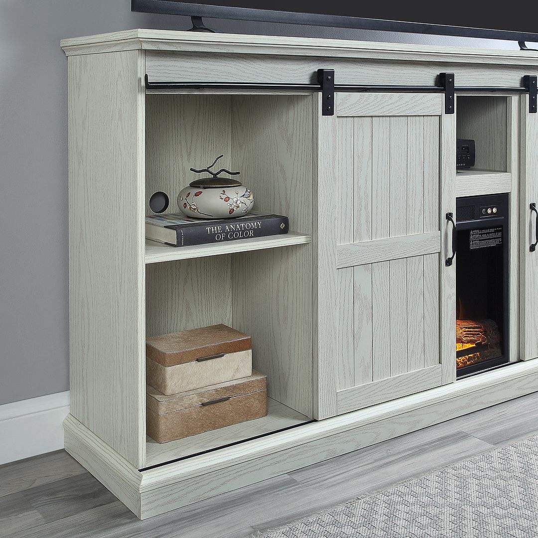 Myrtle 60-inch Fireplace w/2 Sliding Doors & Media Wire Management