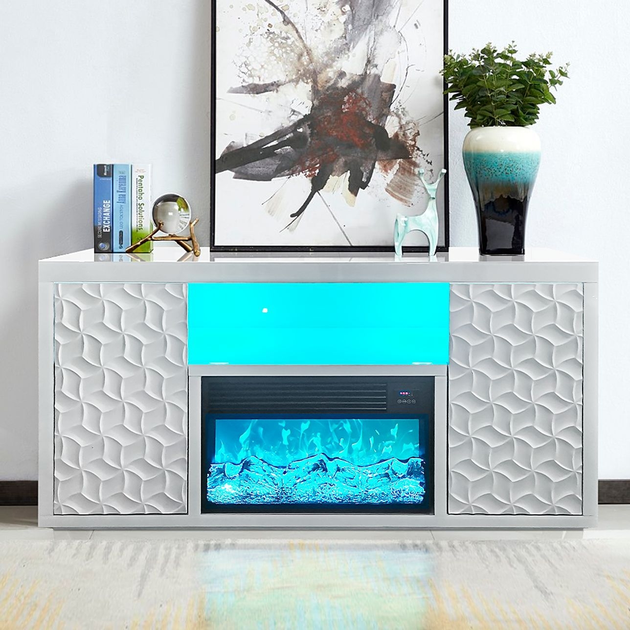 Timeless Electric Fireplace with Color LED Panel & Remote