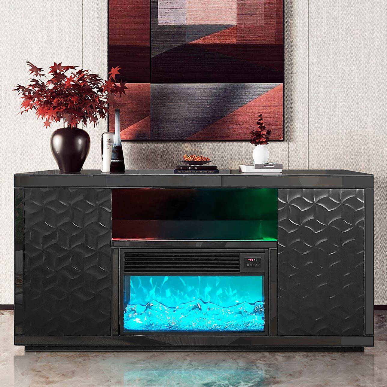 Timeless Electric Fireplace with Color LED Panel & Remote