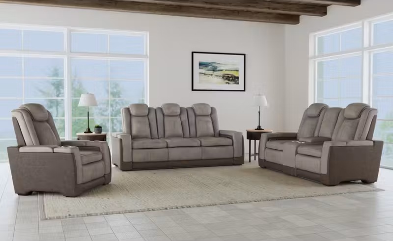 SM Lantana Faux Leather Power Reclining Living Room Set w/LED Light