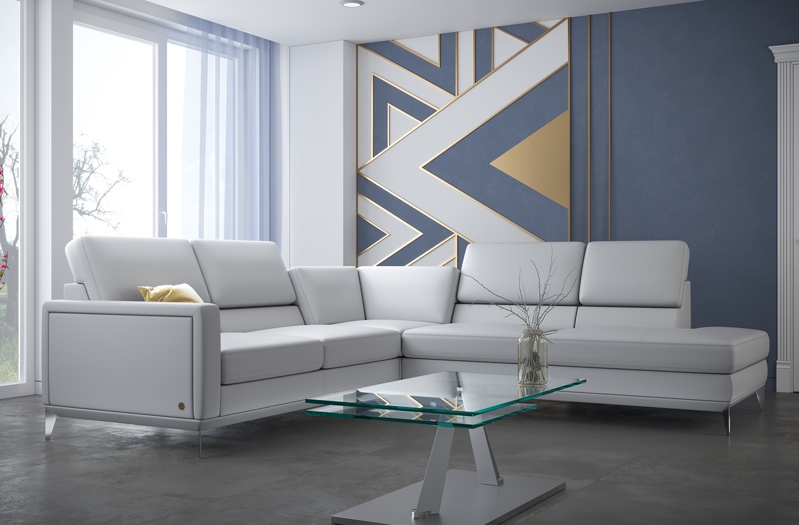 Frankfurt Top Grain Leather L-Shaped Sectional Sofa
