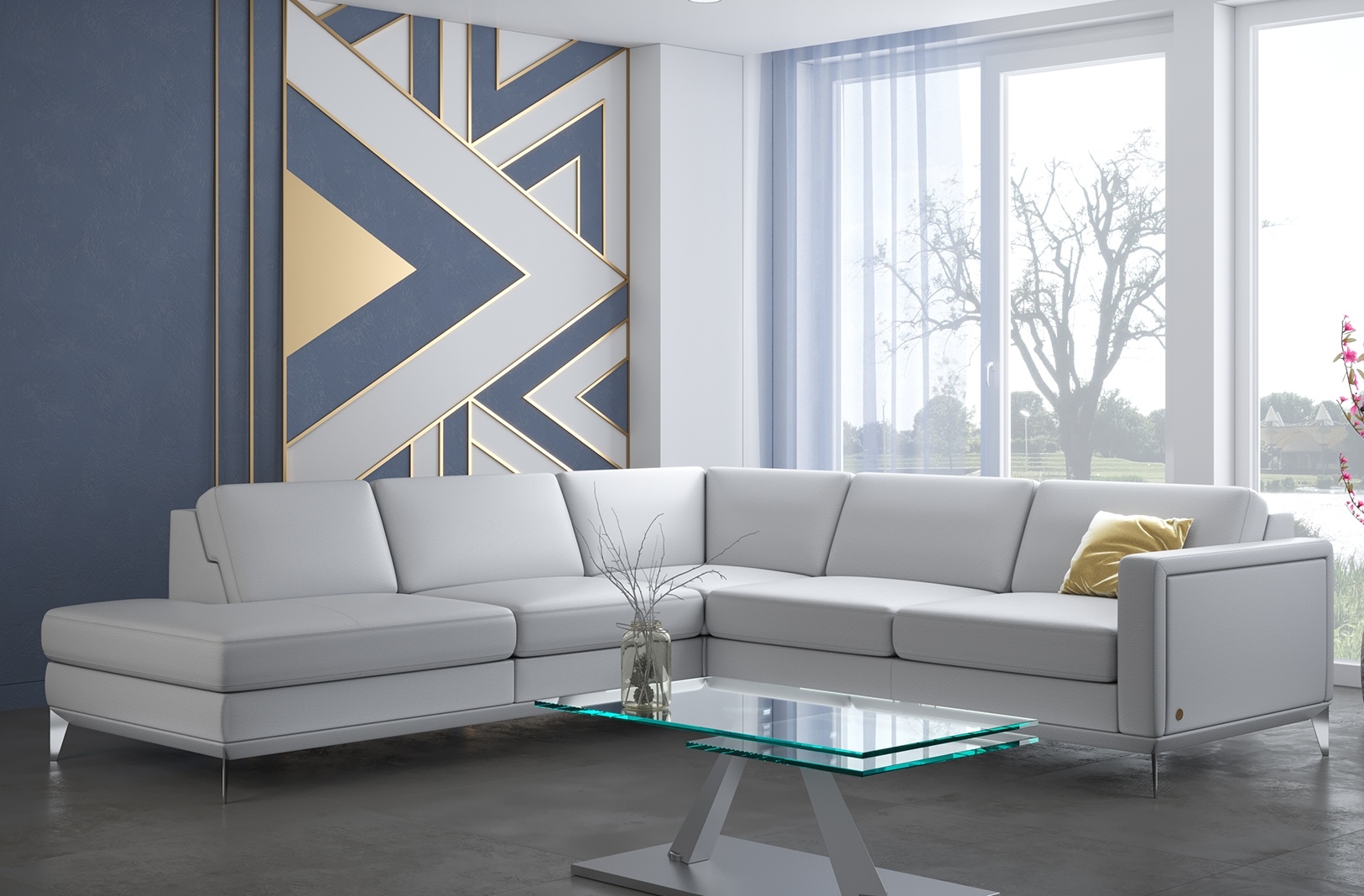 Frankfurt Top Grain Leather L-Shaped Sectional Sofa