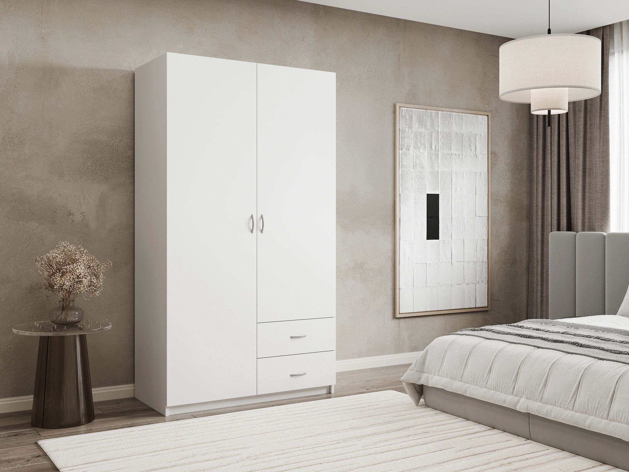 Enzo 2-Door Wood Wardrobe with 2 Drawers