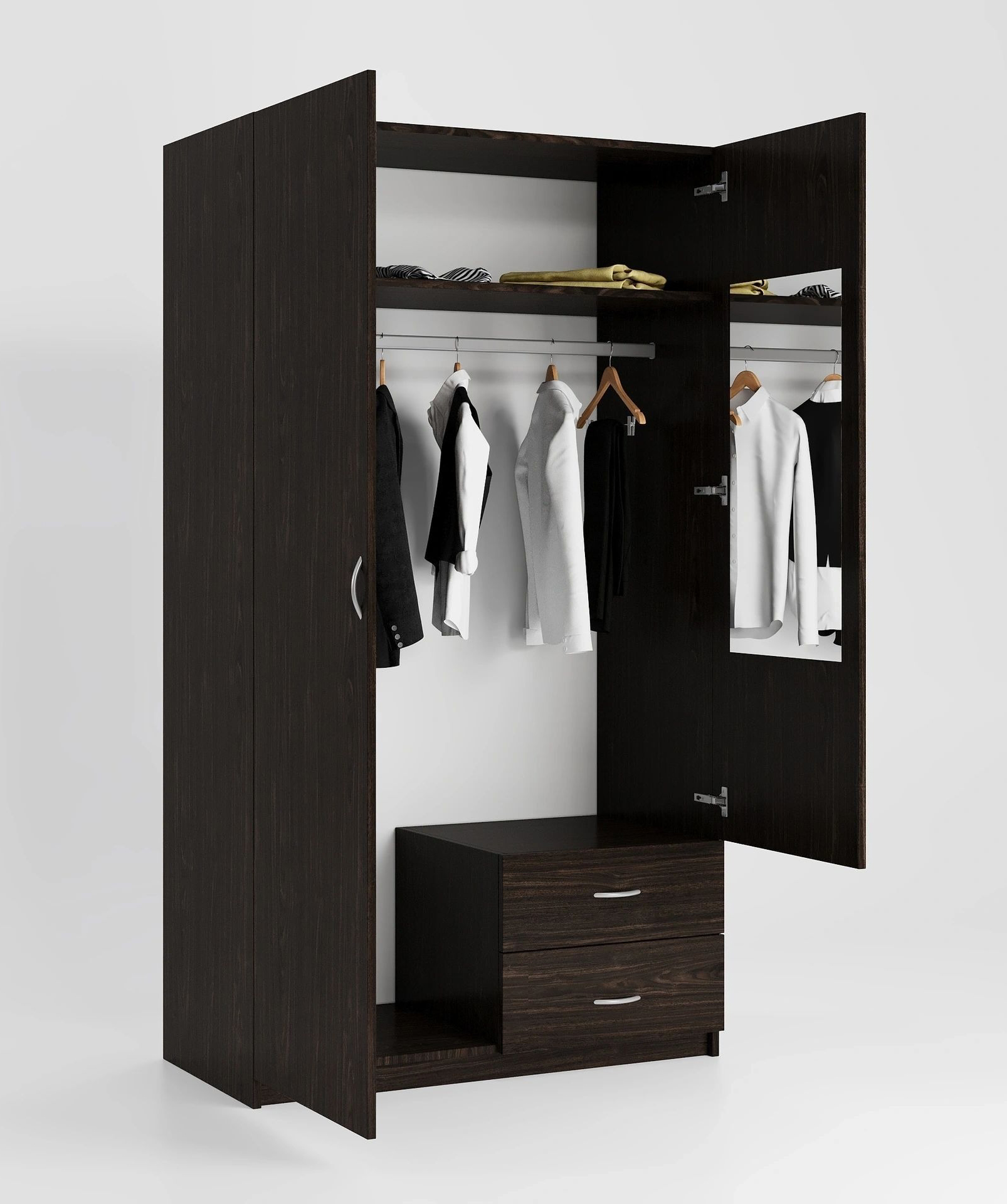 Enzo 2-Door Wood Wardrobe with 2 Drawers