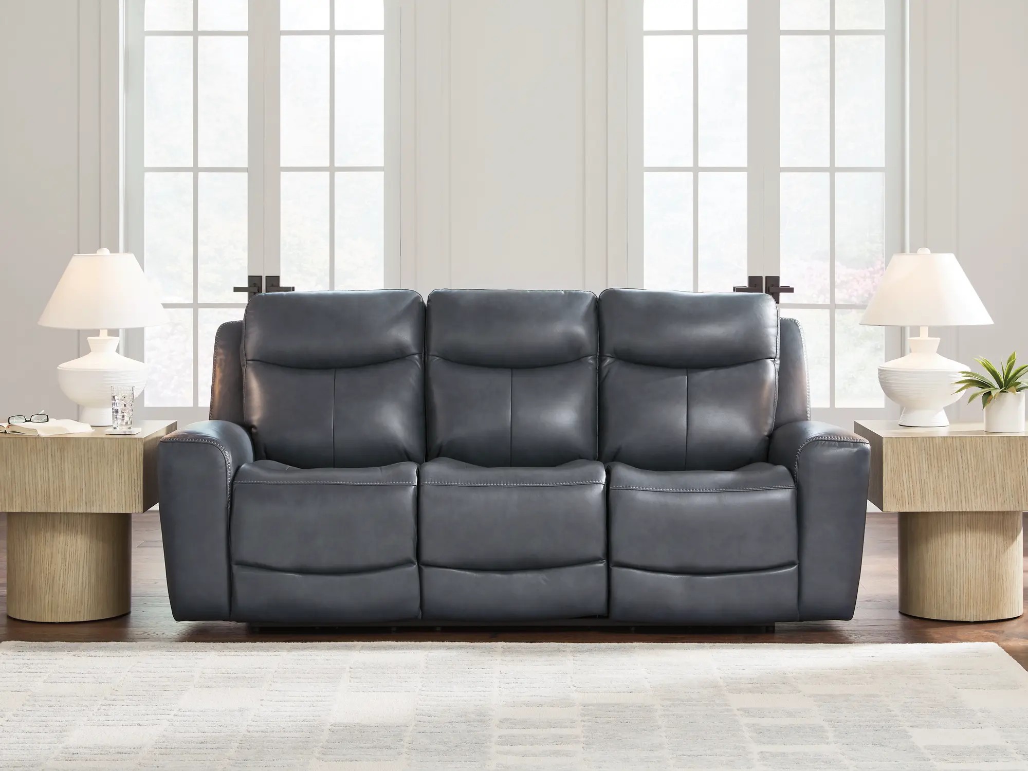 Next Move Leather Power Reclining Sofa with Adjustable Headrest