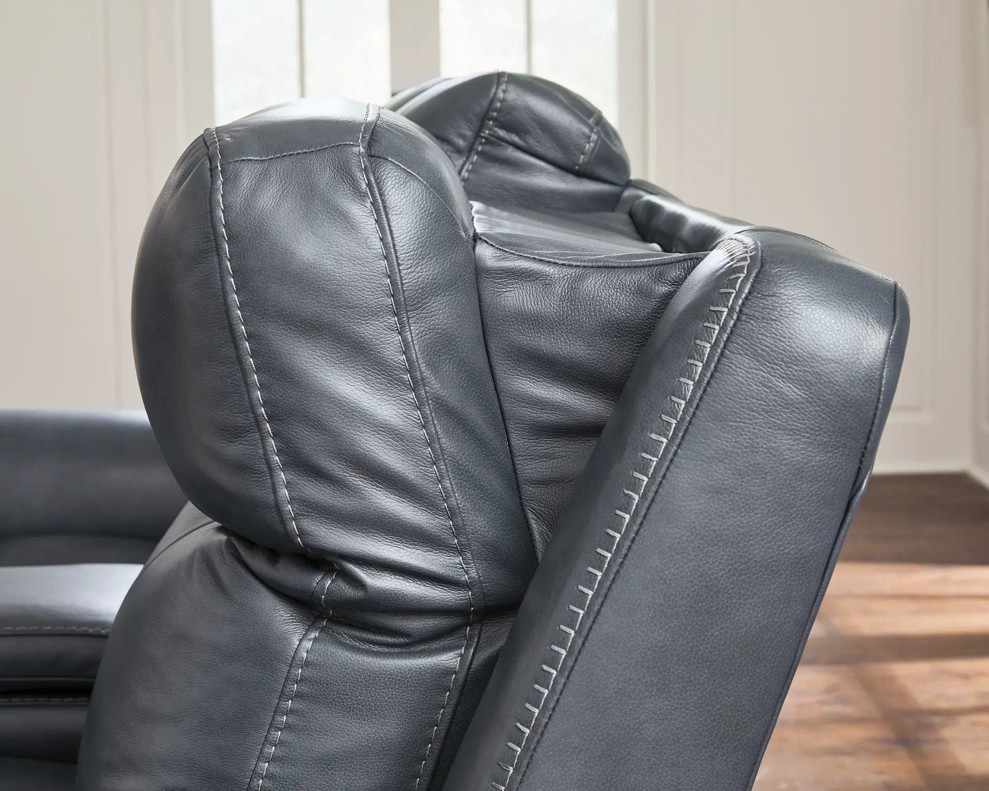Next Move Leather Power Reclining Living Room Set with Adjustable Headrest