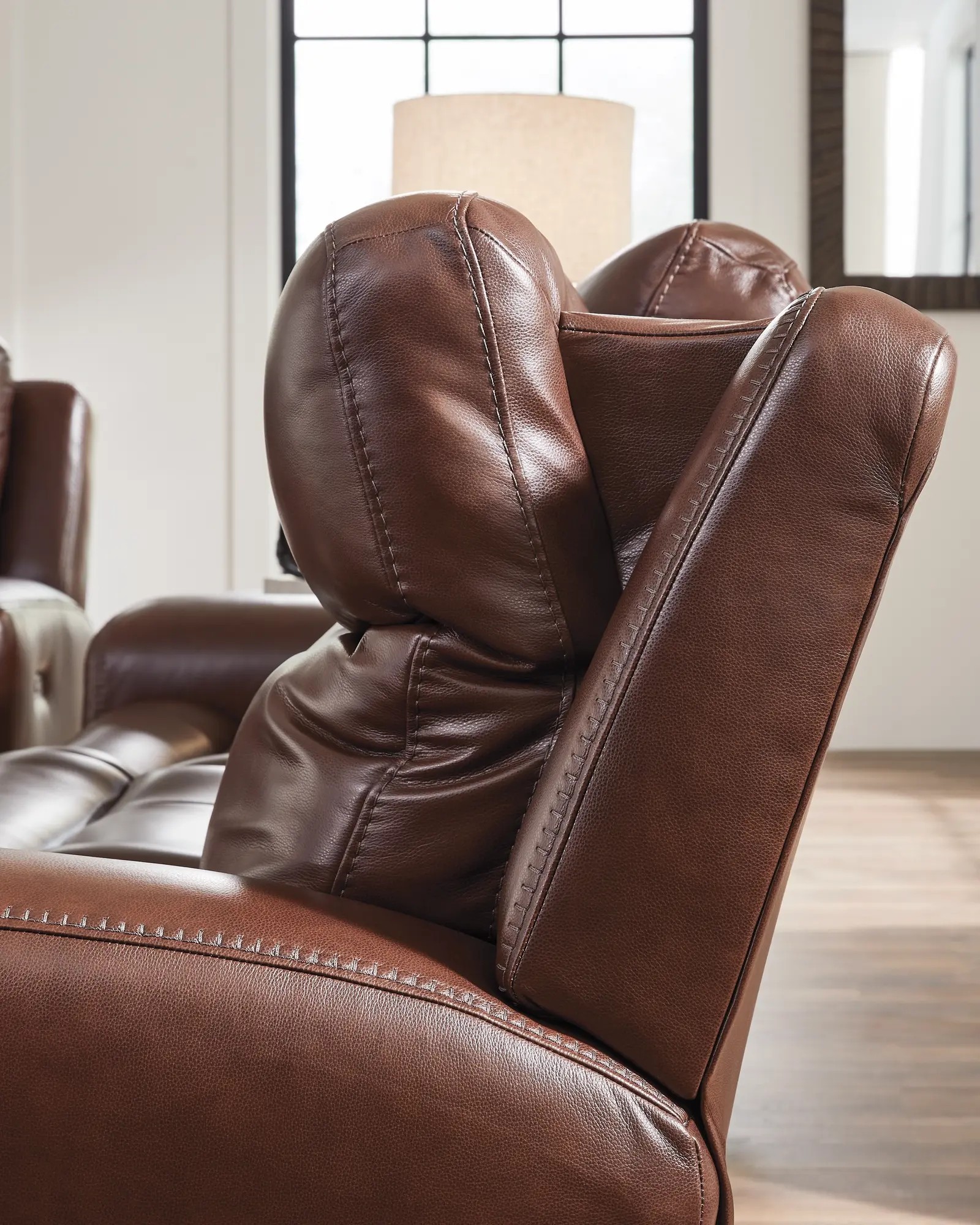 Next Move Leather Power Reclining Living Room Set with Adjustable Headrest