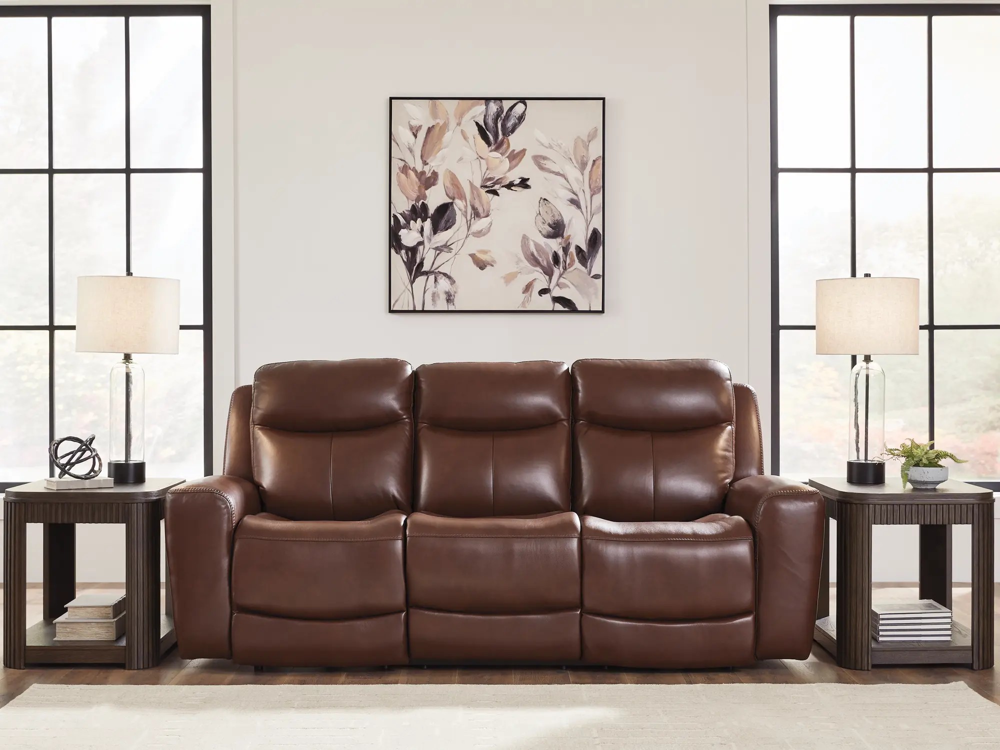 Next Move Leather Power Reclining Sofa with Adjustable Headrest
