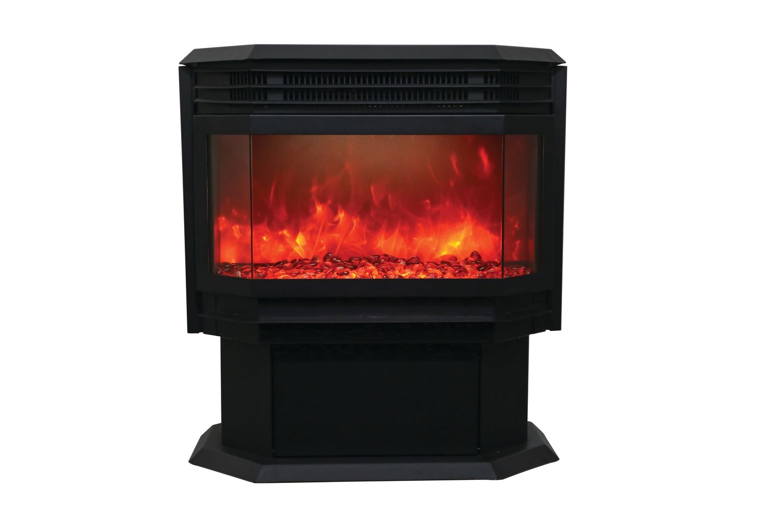 Free Stand 26" Fireplace w/Log Set and Sable Glass