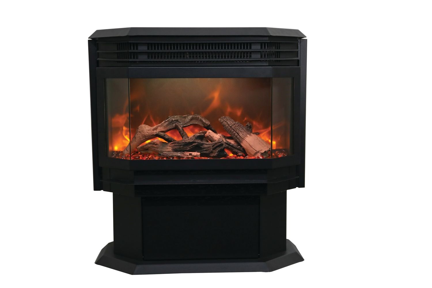 Free Stand 26" Fireplace w/Log Set and Sable Glass