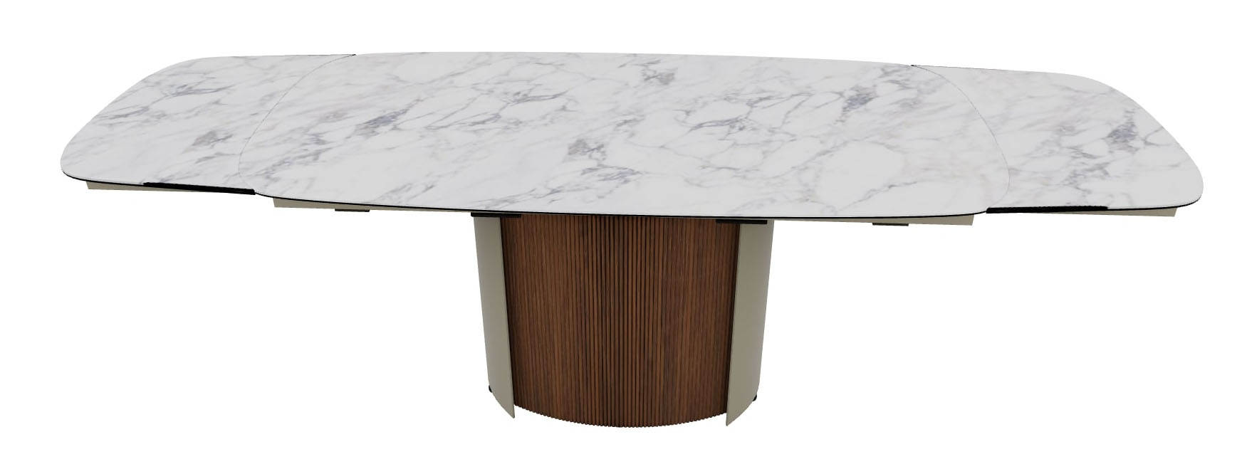 Yoroi Metal/Ceramic/Veneer Rectangular Extendable Dining Table w/Rounded Corners