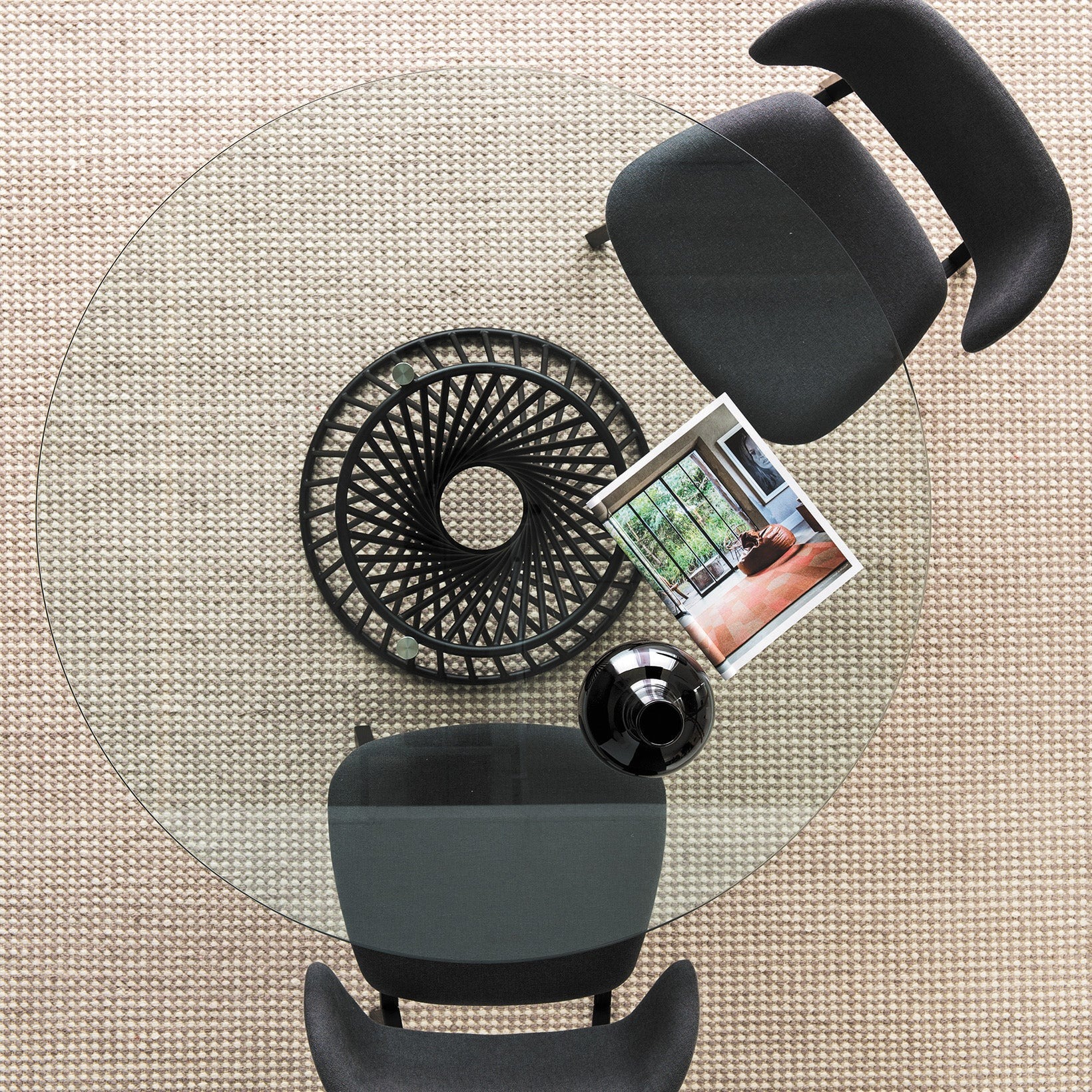 Vortex Metal/Glass Round Dining Table