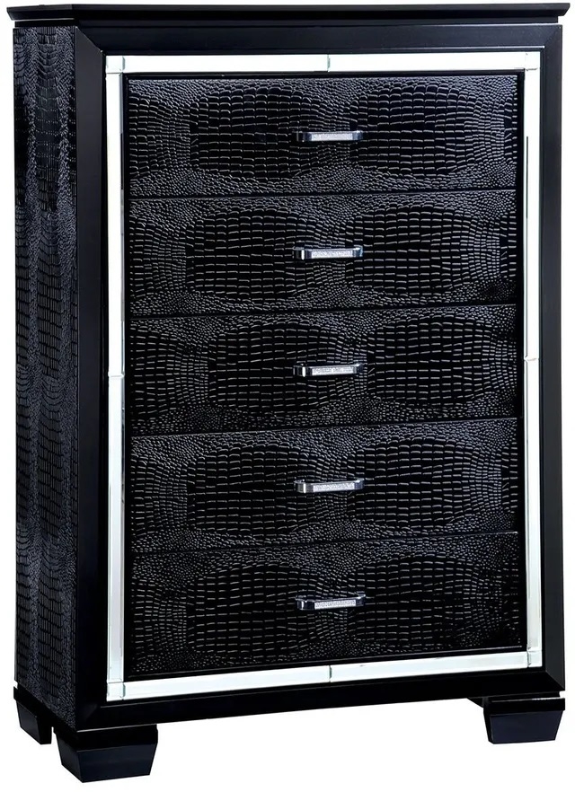 Bellanova Mirror/Leatherette/Wood Chest w/5 Drawers