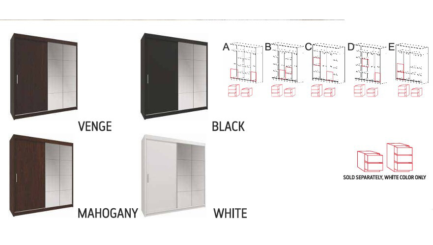Peso 79-inch 2-Door Wood Wardrobe with Mirror