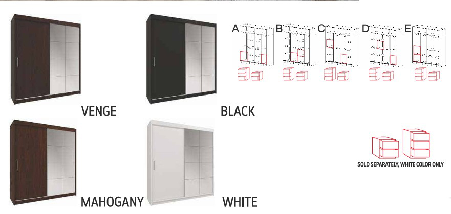 Peso 79-inch 2-Door Wood Wardrobe with Mirror