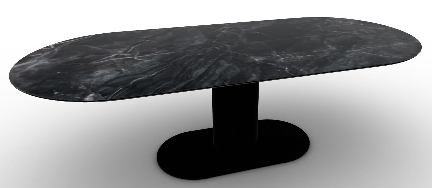 Cameo W98.4-inch Ceramic/Metal/Wood Customizable Oval Dining Table