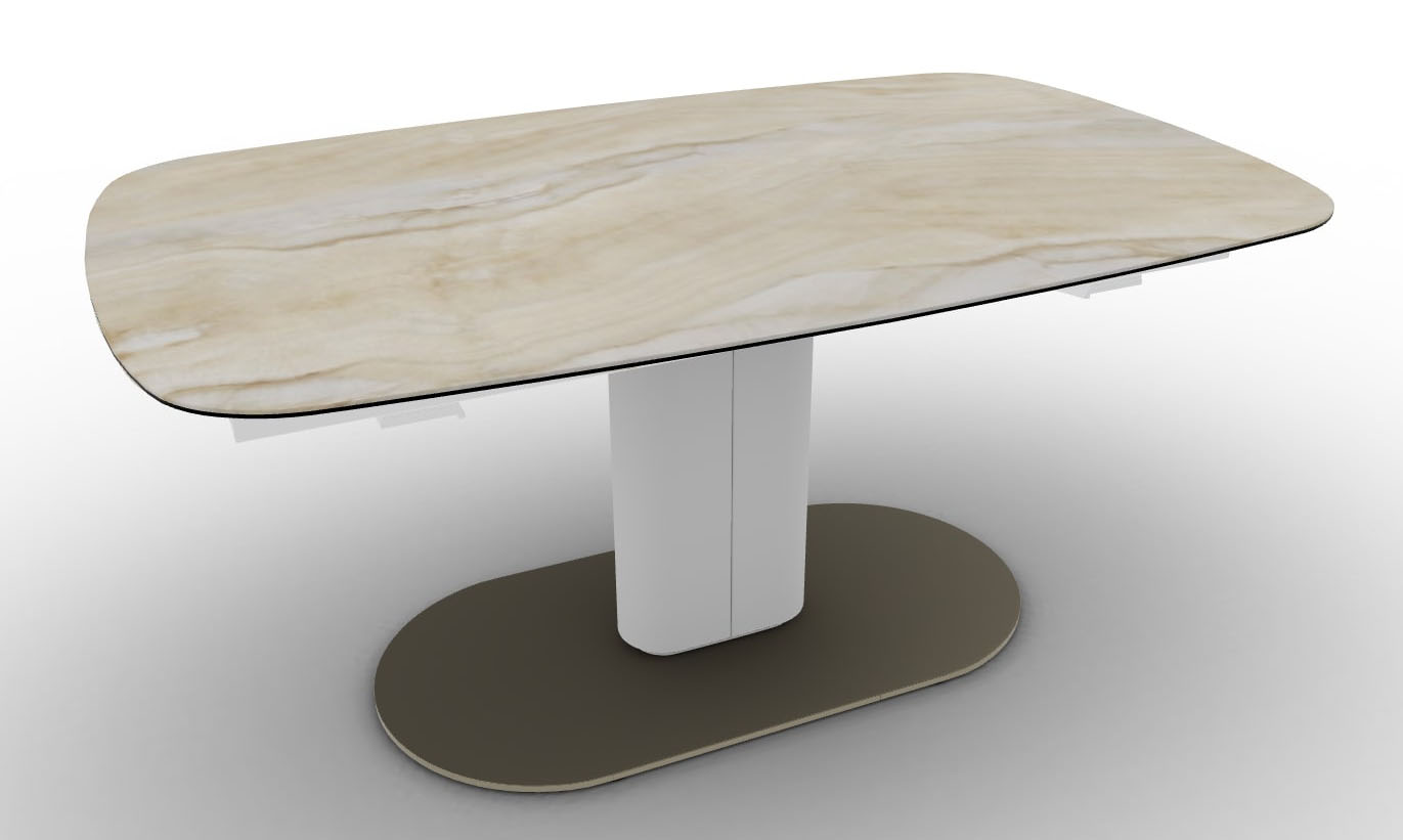 Cameo W64.9"-79.9"-94.8" Ceramic/Metal/Wood Extendable Customizable Elliptical Dining Table
