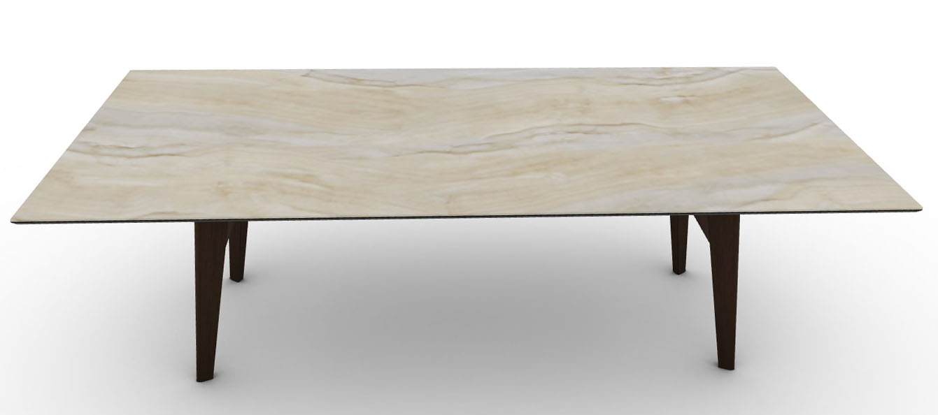 Abrey W98.4-inch Ceramic/Wood Customizable Rectangular Dining Table