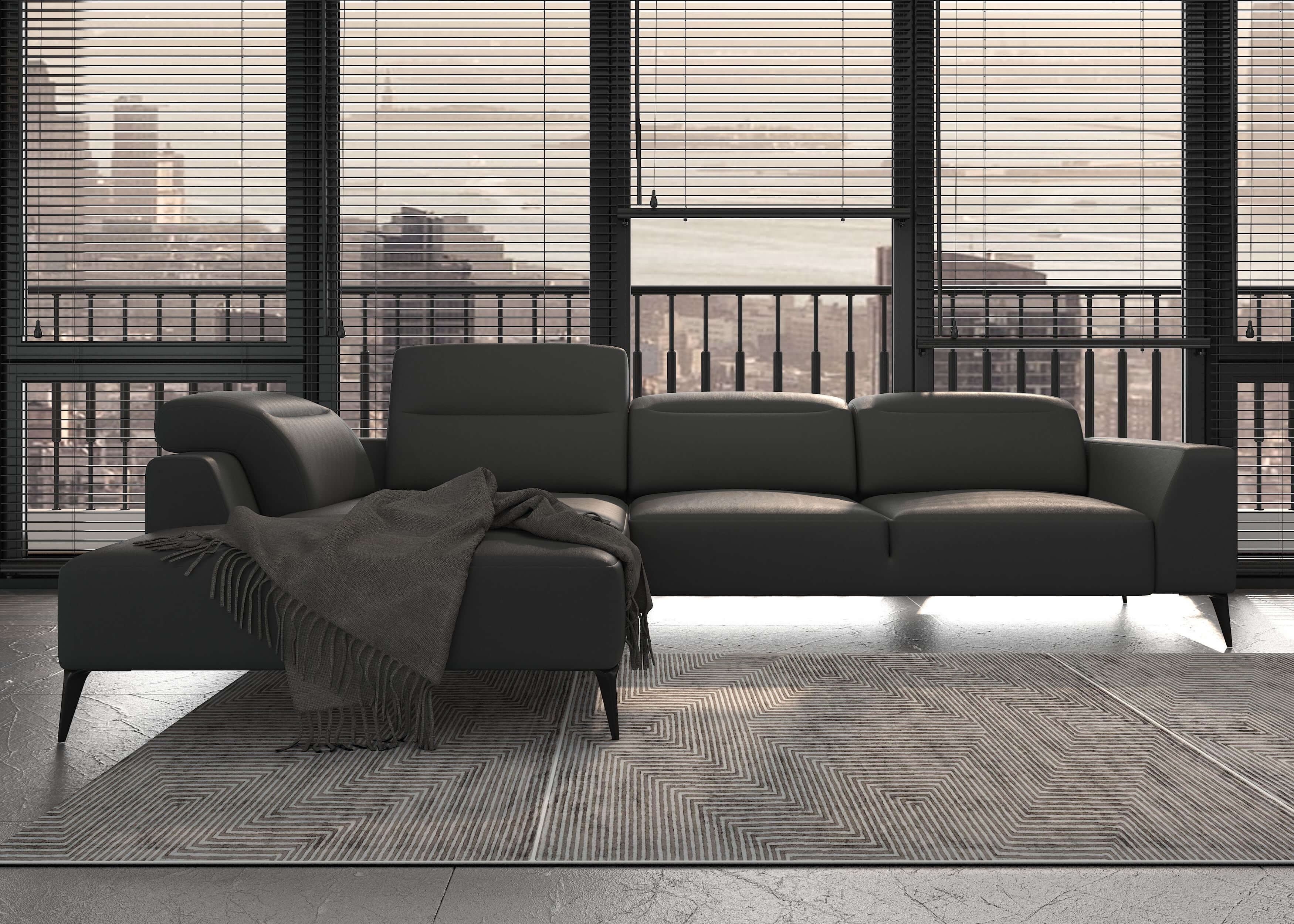 Luzzi 116" Premium Italian Leather Left Arm Chaise Sectional