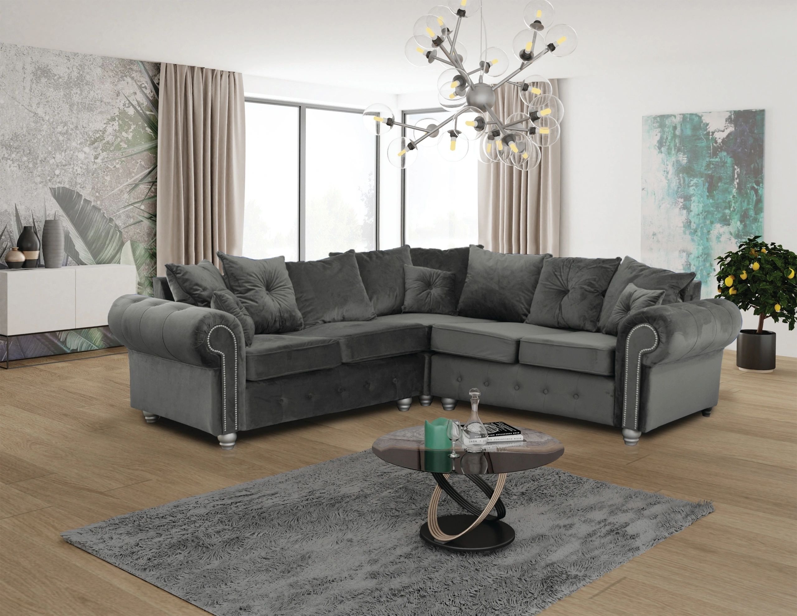 Ashley L-Shaped Fabric Sectional Sofa
