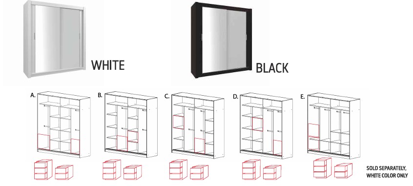 Chico 80-inch 2-Door Wood Wardrobe with Mirror