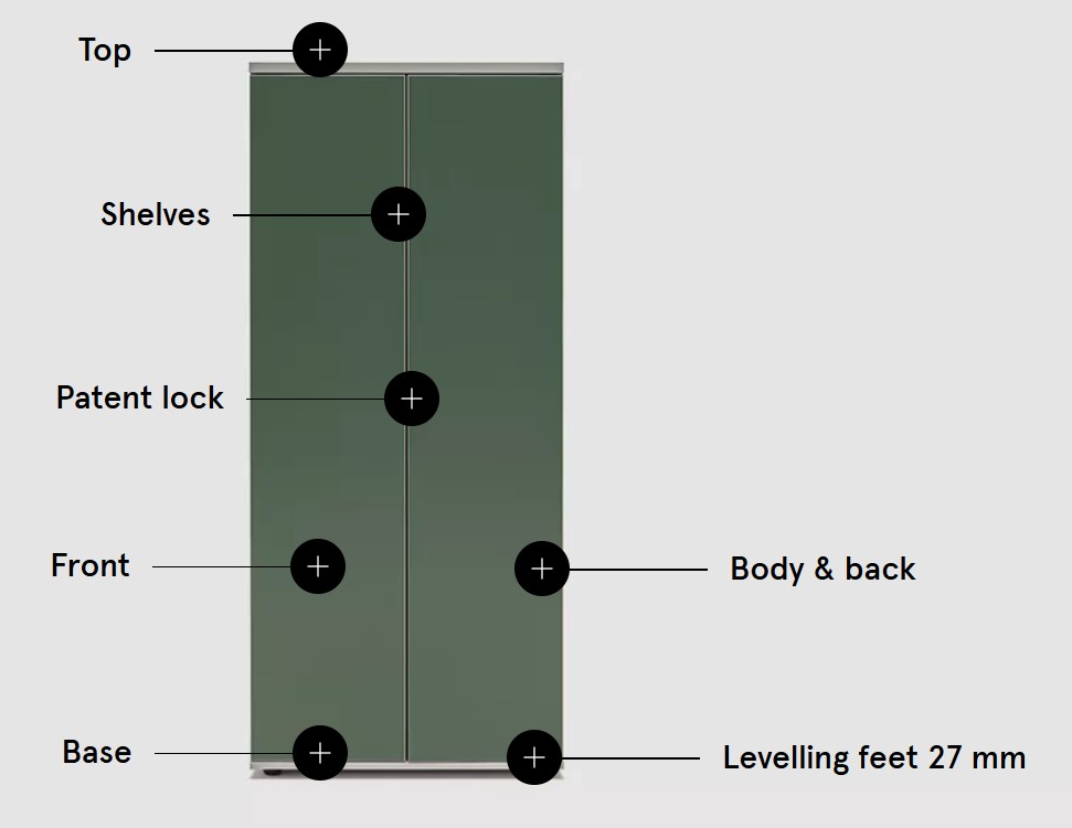 Color Wardrobe w/File Storage & 2 Doors