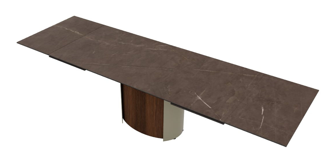 Yoroi Metal/Ceramic/Veneer Rectangular Extendable Dining Table
