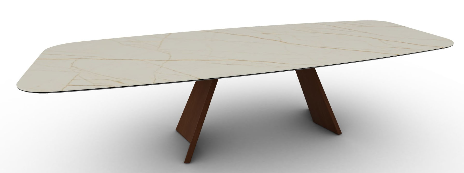 Icaro W118.1-inch Ceramic/Wood Customizable Elliptical Dining Table