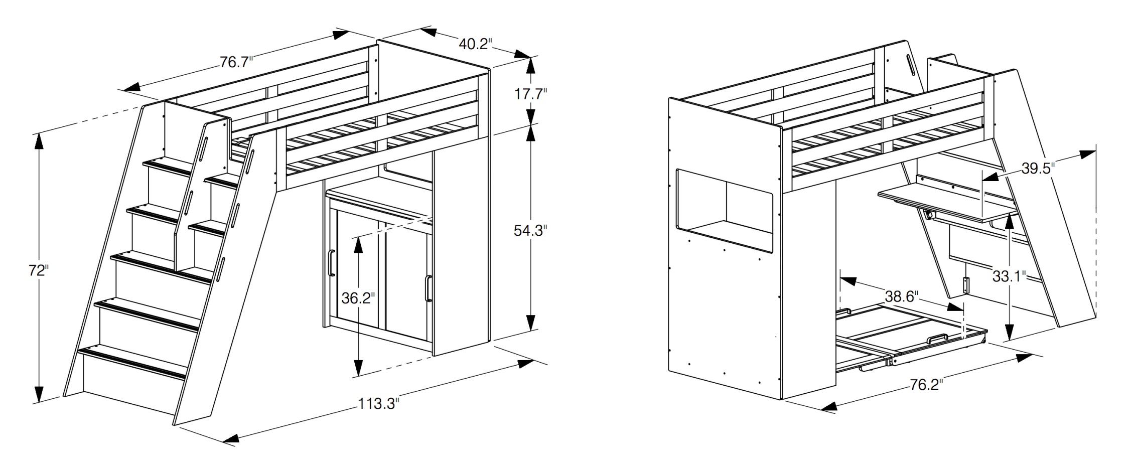 Galaxy Loft Bunk Bed, Twin Size