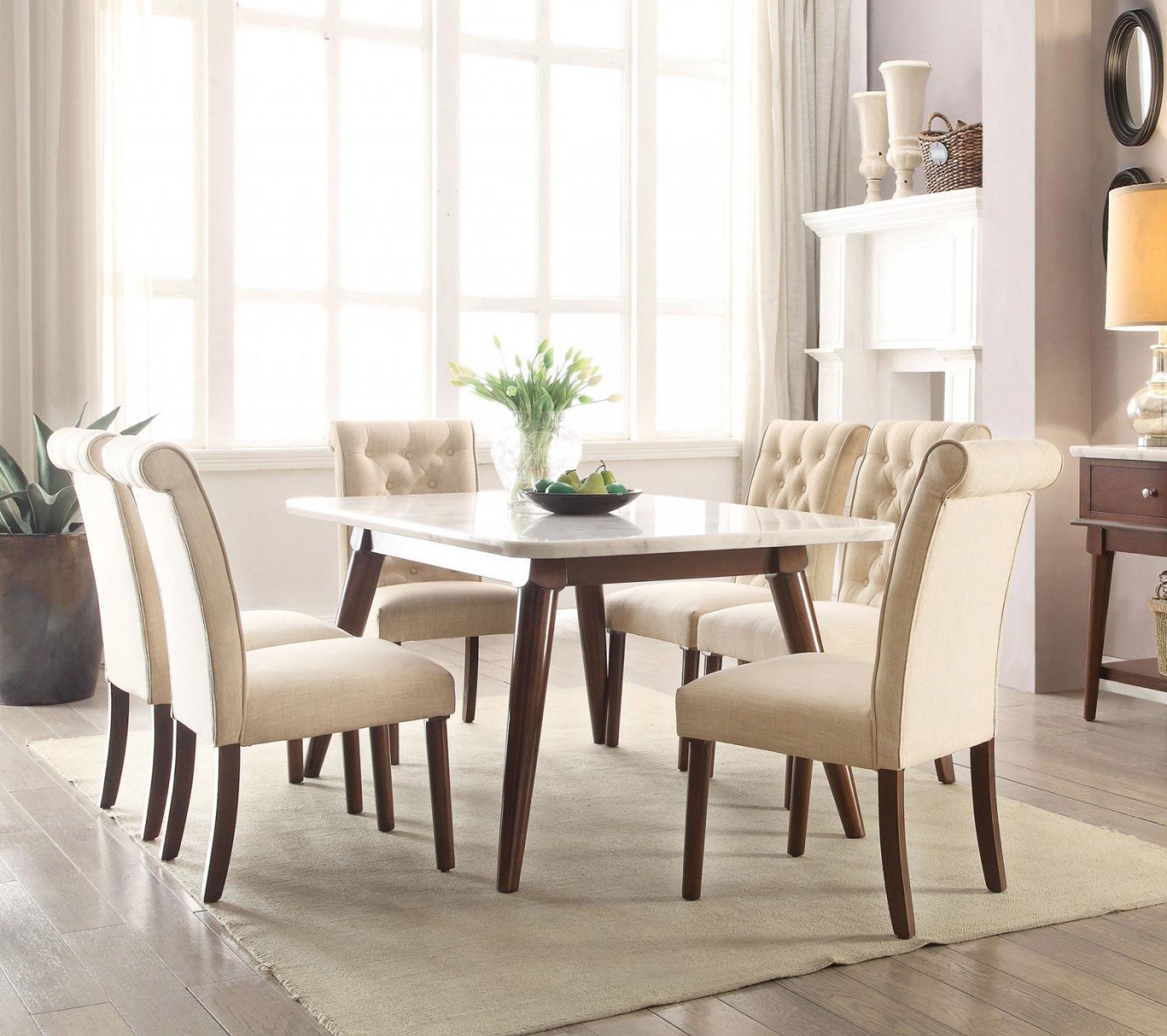 Gasha Marble/Wood Dining Set