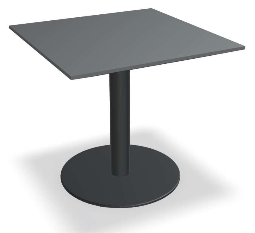 Gravity Square Pedestal Cafe Table w/Metal Base