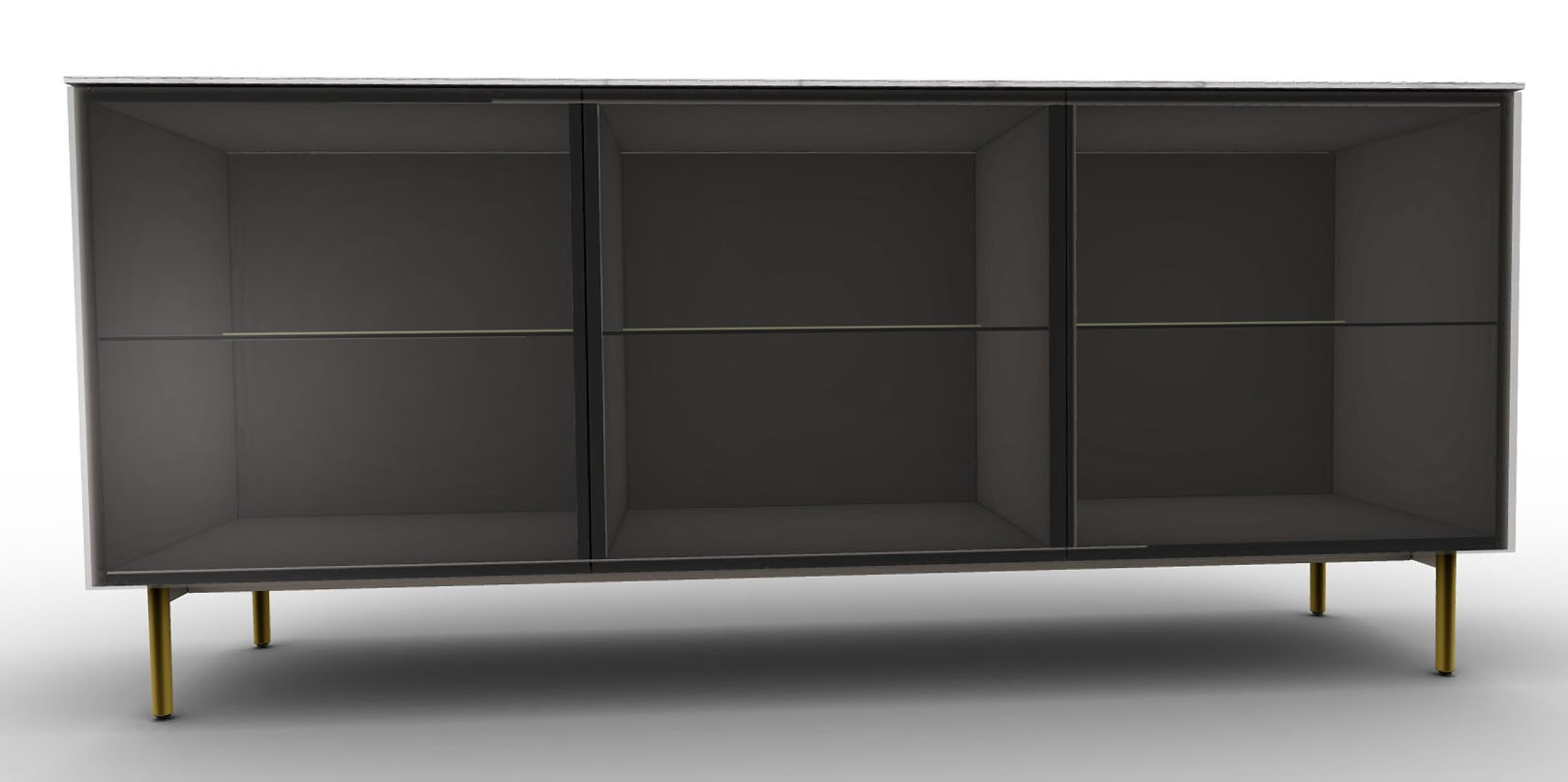 Universal Ceramic/Wood Customizable Sideboard w/3 Glass Doors & Metal Feet