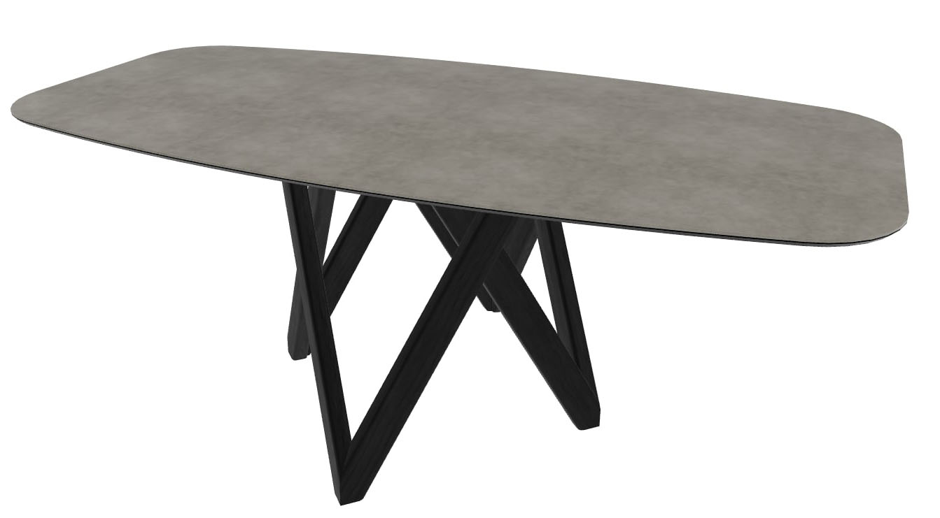 Cartesio W78.7-inch Ceramic/Metal/Wood Customizable Elliptical Dining Table