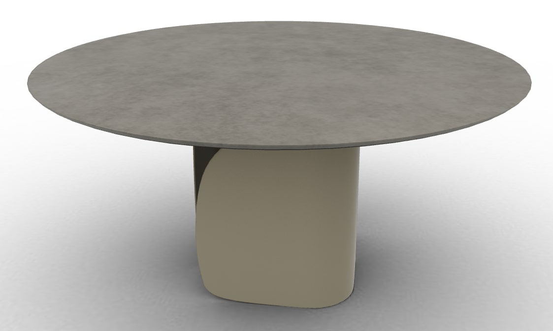 Twins W62.9-inch Ceramic/Metal Customizable Round Dining Table
