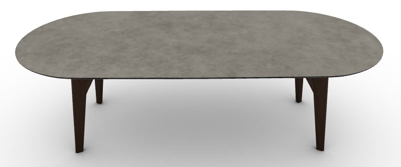 Abrey W98.4-inch Ceramic/Wood Customizable Oval Dining Table