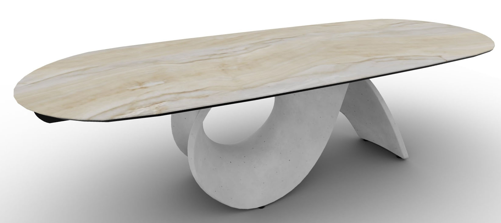 Seashell W98.4-inch Ceramic/Cement Customizable Oval Dining Table
