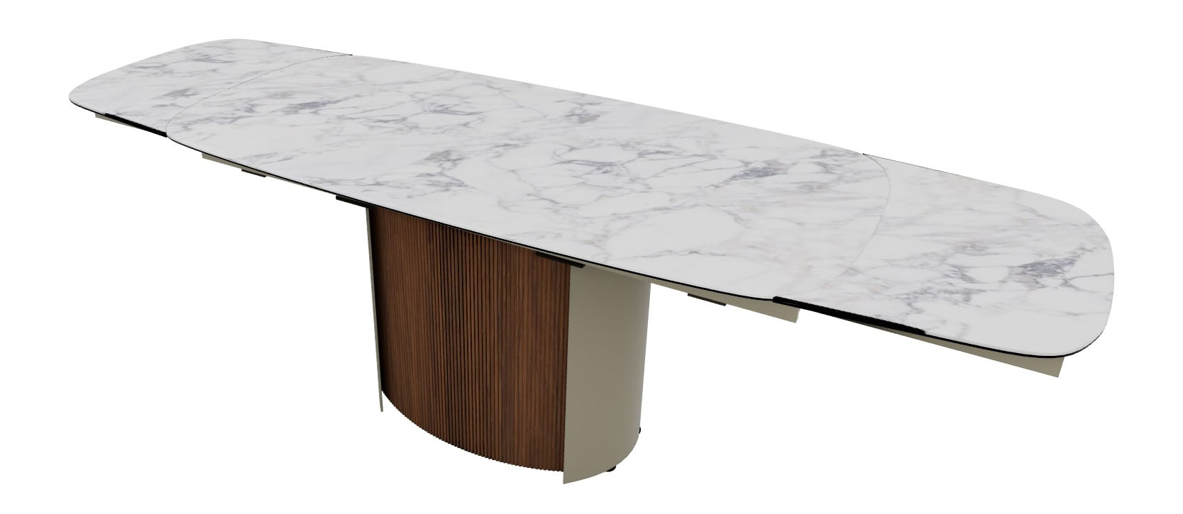 Yoroi Metal/Ceramic/Veneer Rectangular Extendable Dining Table w/Rounded Corners
