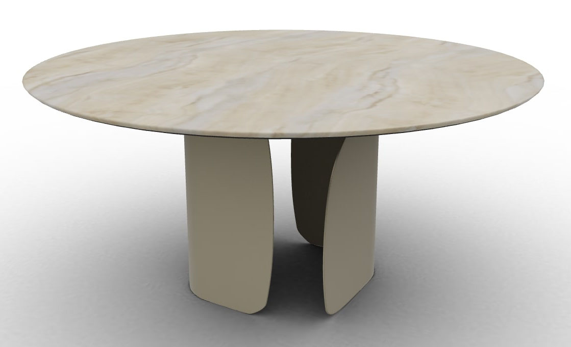 Twins W62.9-inch Ceramic/Metal Customizable Round Dining Table
