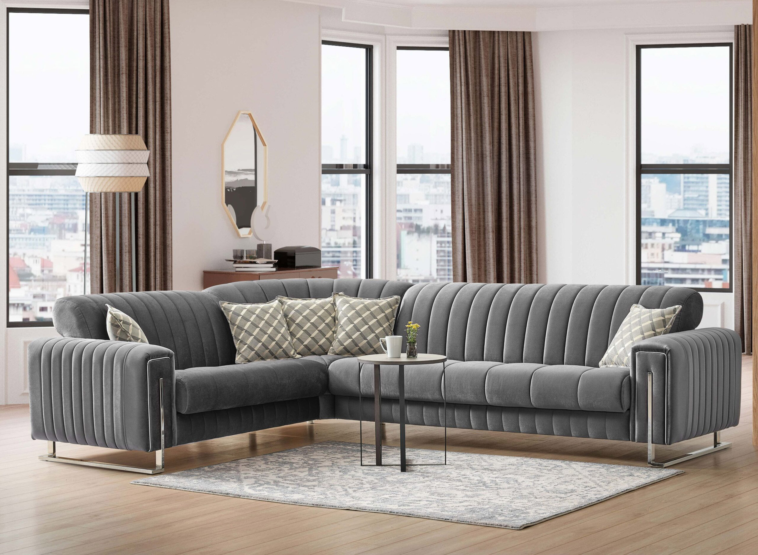 Genava L-Shaped Upholstered Convertible Storage Sectional